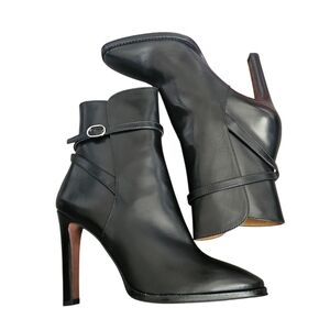 Ralph Lauren Purple Label Black Calfskin Ankle Boots Stiletto Heel Sz 8 - 8.5